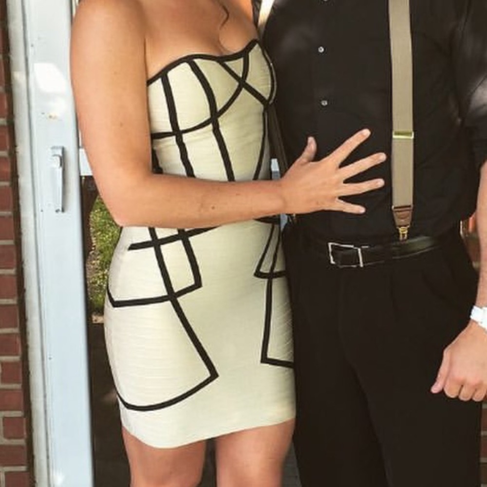 WOW Coutour Gold and Black Body Con Dress